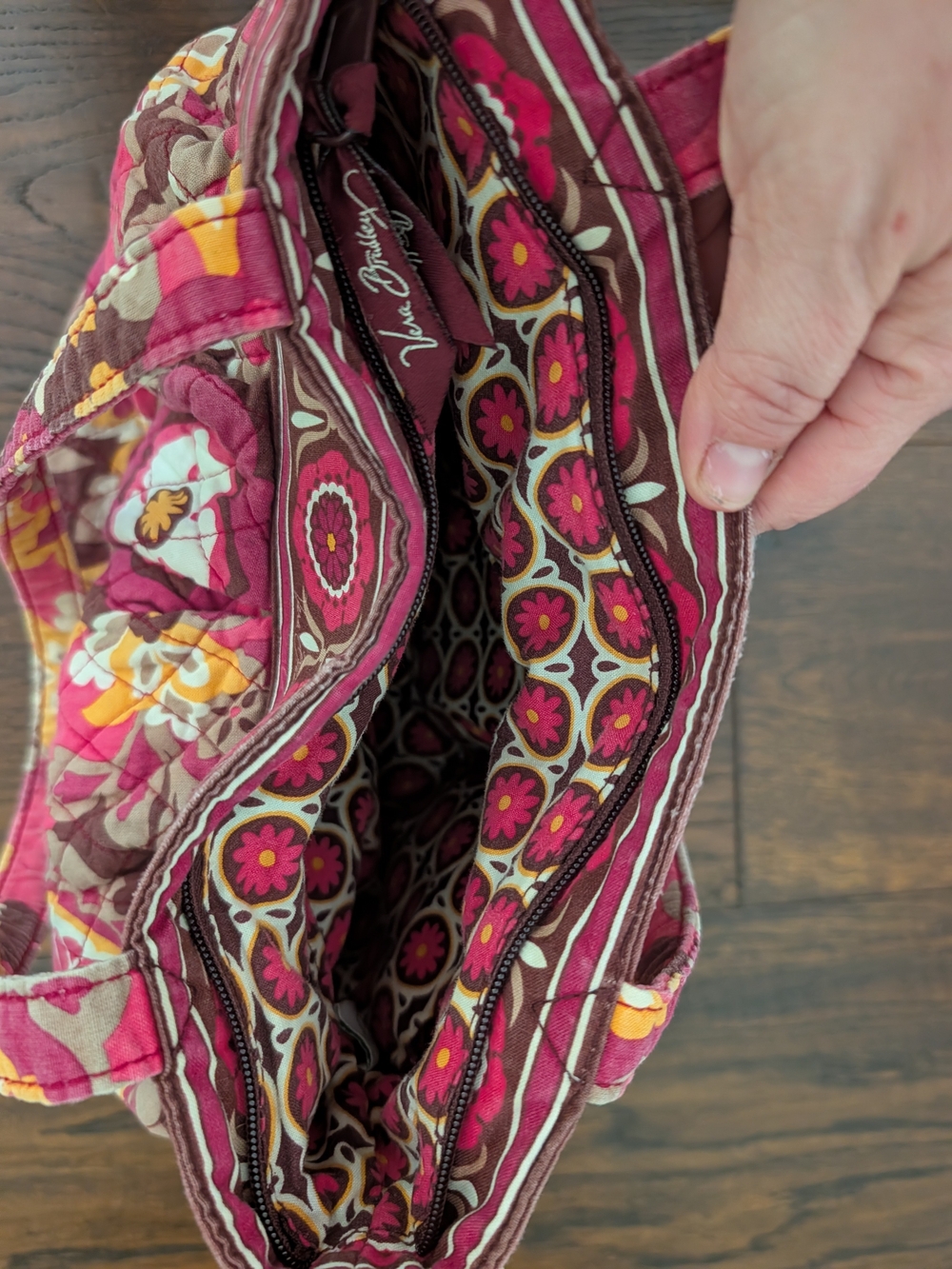 Pink floral fall print vera Bradley purse - Picture 5 of 5